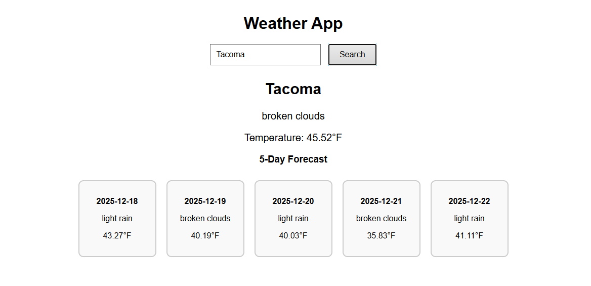Weather tracker application preview